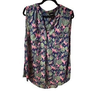 Disney Jungle Book Mowgli Bagheera Sleeveless Blouse Navy Pink Plus Size 2